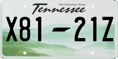 TN license plate X8121Z