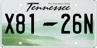 TN license plate X8126N