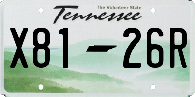 TN license plate X8126R