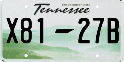 TN license plate X8127B