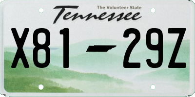 TN license plate X8129Z