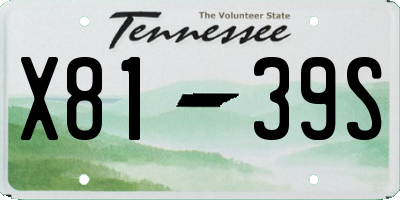 TN license plate X8139S