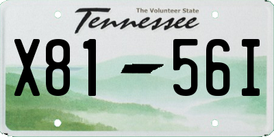 TN license plate X8156I