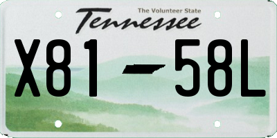 TN license plate X8158L