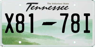 TN license plate X8178I