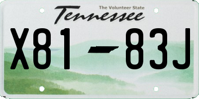 TN license plate X8183J