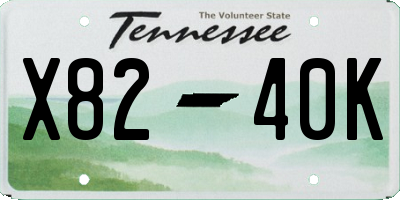 TN license plate X8240K