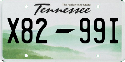 TN license plate X8299I