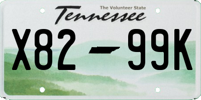 TN license plate X8299K
