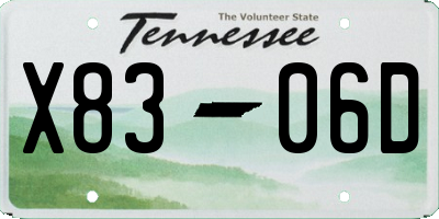 TN license plate X8306D