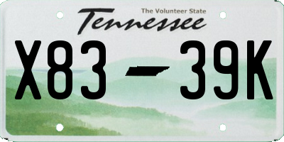 TN license plate X8339K