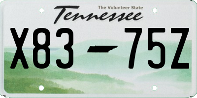 TN license plate X8375Z