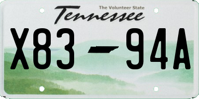 TN license plate X8394A