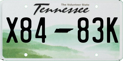 TN license plate X8483K