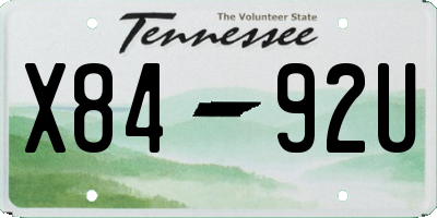 TN license plate X8492U