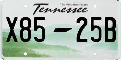 TN license plate X8525B
