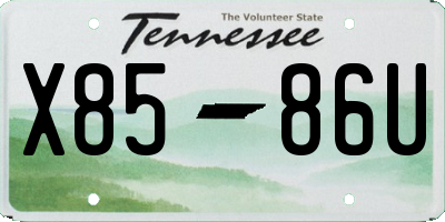 TN license plate X8586U