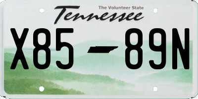 TN license plate X8589N