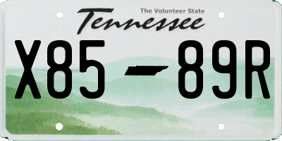 TN license plate X8589R