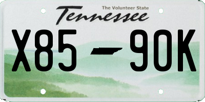 TN license plate X8590K
