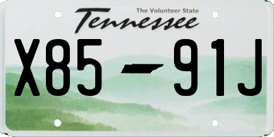 TN license plate X8591J