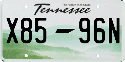 TN license plate X8596N
