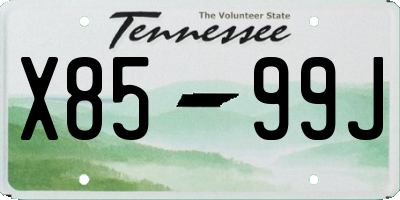 TN license plate X8599J