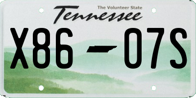 TN license plate X8607S