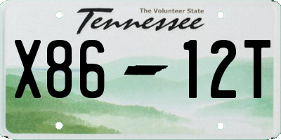 TN license plate X8612T