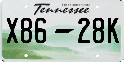 TN license plate X8628K