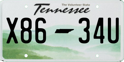 TN license plate X8634U