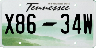 TN license plate X8634W