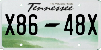 TN license plate X8648X