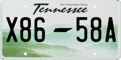 TN license plate X8658A