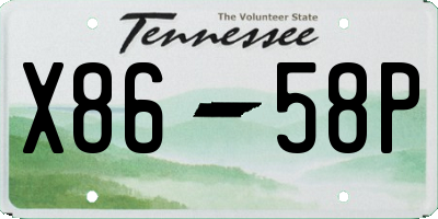 TN license plate X8658P