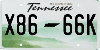 TN license plate X8666K