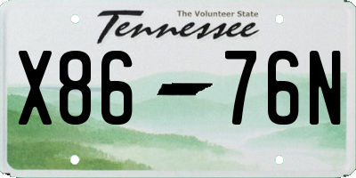 TN license plate X8676N