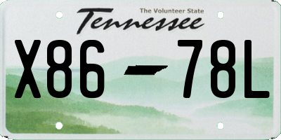 TN license plate X8678L