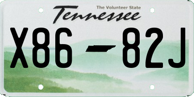 TN license plate X8682J