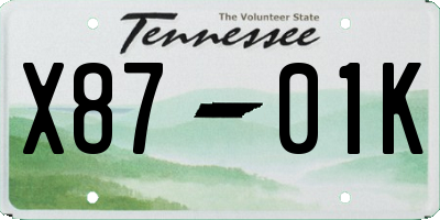 TN license plate X8701K