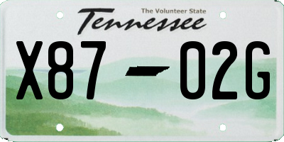 TN license plate X8702G