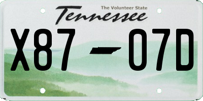 TN license plate X8707D