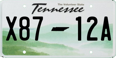 TN license plate X8712A