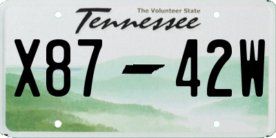 TN license plate X8742W
