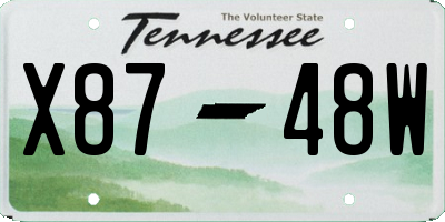 TN license plate X8748W