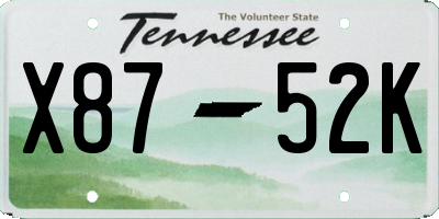 TN license plate X8752K