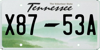 TN license plate X8753A