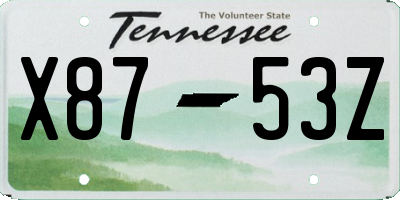 TN license plate X8753Z