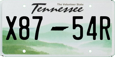 TN license plate X8754R