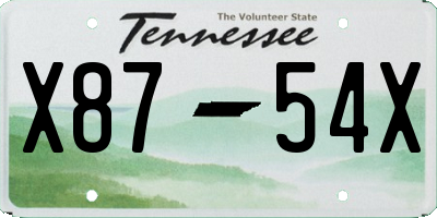 TN license plate X8754X